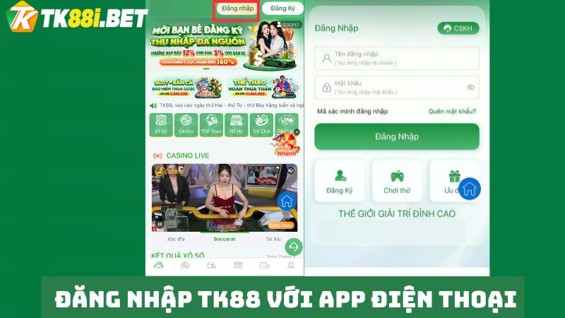 Đăng nhập TK88 trên app nhà cái nhanh chóng